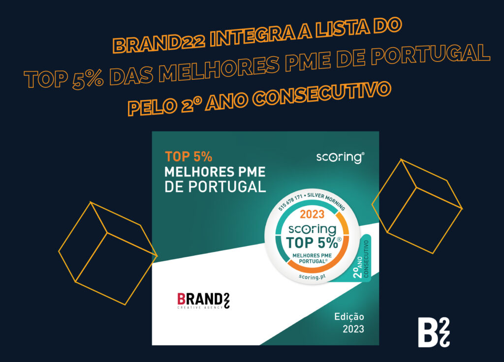 Brand22 integra a lista do TOP 5% das MELHORES PME DE PORTUGAL pelo 2º ano consecutivo